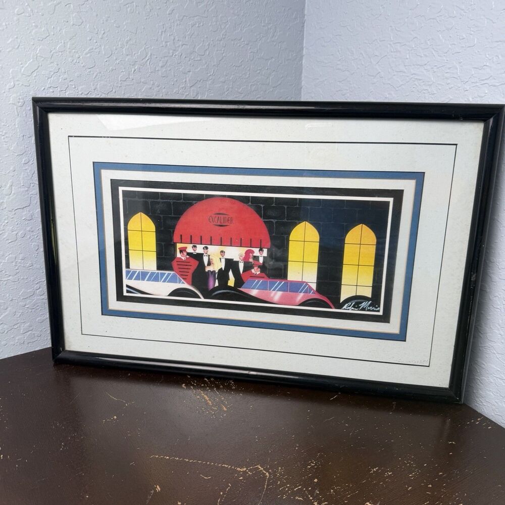 Robin Morris Excalibur 1987 Framed Limited Edition Art Deco Lithograph Print